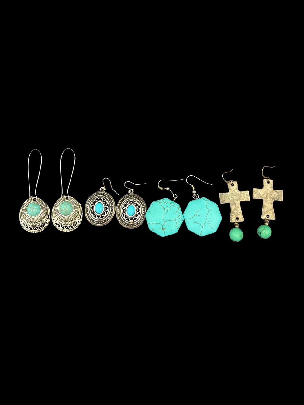 Set of 4 Faux Turquoise Earring